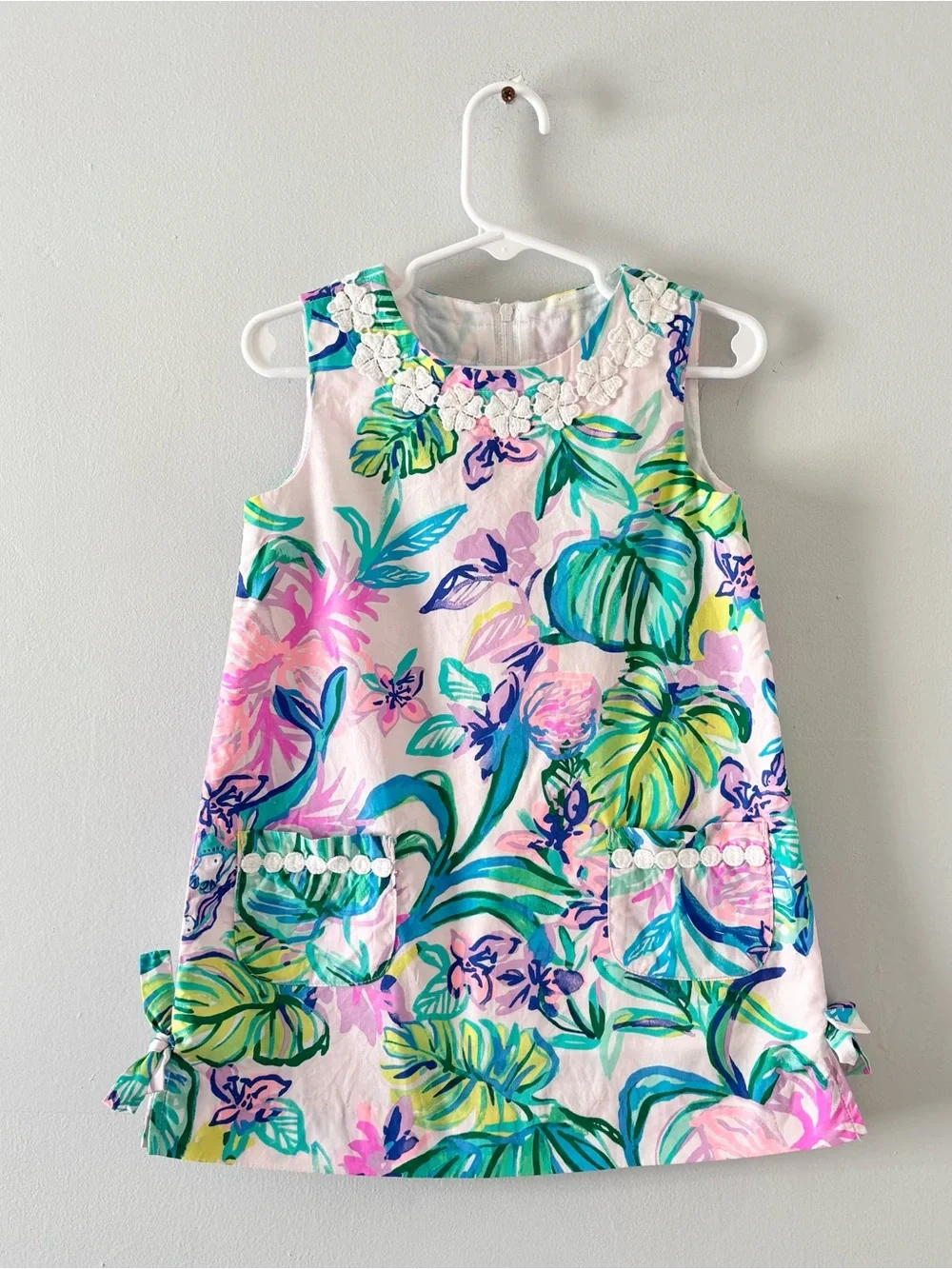 Lilly Pulitzer Girl’s Little Lilly Shift Dress Multicolor Printed Side Bow Ties
